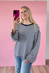OVERSIZED LONGSLEEVE SOFIA | NAVY-WEISS
