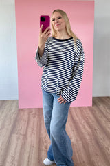 OVERSIZED LONGSLEEVE SOFIA | NAVY-WEISS