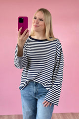 OVERSIZED LONGSLEEVE SOFIA | NAVY-WEISS