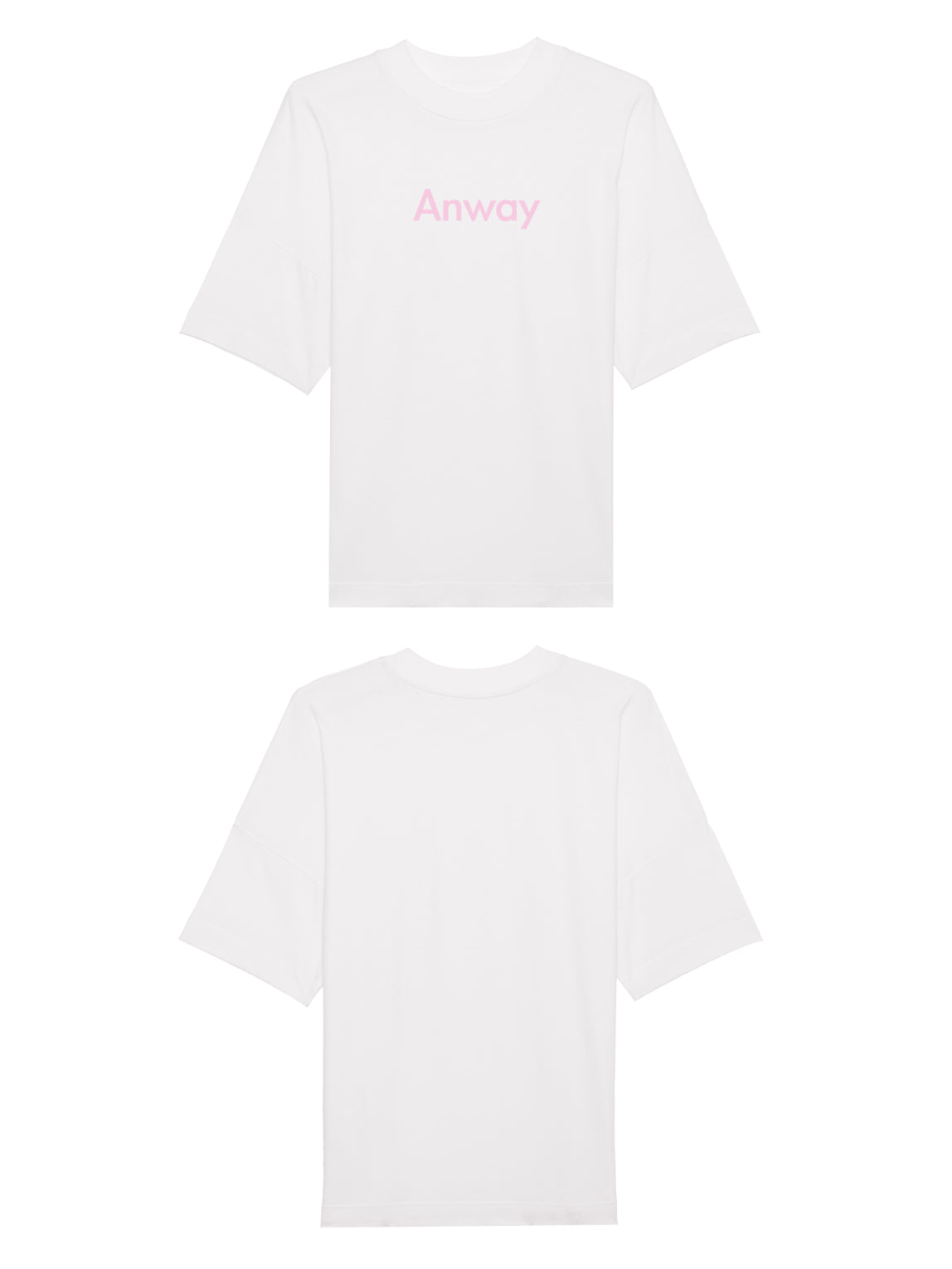 Oversized T-Shirt aus 100 % Bio-Baumwolle mit weitem, modernem Schnitt, erhältlich in Schwarz, Weiss und Natur. Individuell gestaltbar mit Wunschmotiv und frei wählbarer Platzierung. Weiche Qualität, überschnittene Ärmelansätze und lässiger Style für maximalen Tragekomfort. Mit Anway-Schriftzug in serifenloser, fetter Schrift auf der Vorderseite.