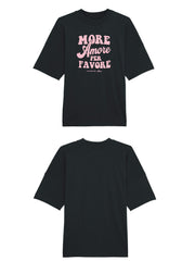 Unisex T-Shirt Oversized aus 100% Bio-Baumwolle Black schwarz mit rosa Print Aufdruck More Amore Per Favore