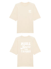 Unisex T-Shirt Oversized aus 100% Bio-Baumwolle Natural Raw natur mit weissem Print Aufdruck More Amore Per Favore