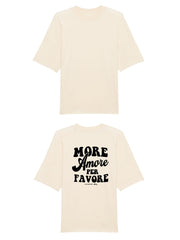 Unisex T-Shirt Oversized aus 100% Bio-Baumwolle Natural Raw natur mit schwarzem Print Aufdruck More Amore Per Favore