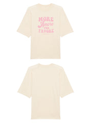 Unisex T-Shirt Oversized aus 100% Bio-Baumwolle Natural Raw natur mit rosa Print Aufdruck More Amore Per Favore