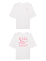 Unisex T-Shirt Oversized aus 100% Bio-Baumwolle White weiss mit rosa Print Aufdruck More Amore Per Favore
