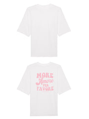 Unisex T-Shirt Oversized aus 100% Bio-Baumwolle White weiss mit rosa Print Aufdruck More Amore Per Favore