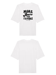 Unisex T-Shirt Oversized aus 100% Bio-Baumwolle White weiss mit schwarzem Print Aufdruck More Amore Per Favore