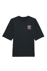 Unisex T-Shirt Oversized aus 100% Bio-Baumwolle Black schwarz mit rosa Print Aufdruck More Amore Per Favore