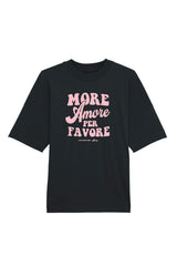 Unisex T-Shirt Oversized aus 100% Bio-Baumwolle Black schwarz mit rosa Print Aufdruck More Amore Per Favore