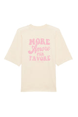 Unisex T-Shirt Oversized aus 100% Bio-Baumwolle Natural Raw natur mit rosa Print Aufdruck More Amore Per Favore
