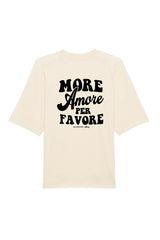 Unisex T-Shirt Oversized aus 100% Bio-Baumwolle Natural Raw natur mit schwarzem Print Aufdruck More Amore Per Favore
