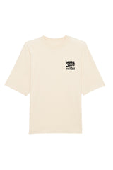 Unisex T-Shirt Oversized aus 100% Bio-Baumwolle Natural Raw natur mit schwarzem Print Aufdruck More Amore Per Favore
