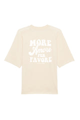 Unisex T-Shirt Oversized aus 100% Bio-Baumwolle Natural Raw natur mit weissem Print Aufdruck More Amore Per Favore