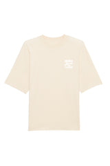 Unisex T-Shirt Oversized aus 100% Bio-Baumwolle Natural Raw natur mit weissem Print Aufdruck More Amore Per Favore