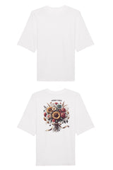 Oversized T-Shirt aus 100 % Bio-Baumwolle mit weitem, modernem Schnitt, erhältlich in Schwarz, Weiss und Natur. Individuell gestaltbar mit Wunschmotiv und frei wählbarer Platzierung. Weiche Qualität, überschnittene Ärmelansätze und lässiger Style für maximalen Tragekomfort. Mit grossem buntem Blumenstrauss auf dem Rücken und „ANWAY VIBES“-Schriftzug.