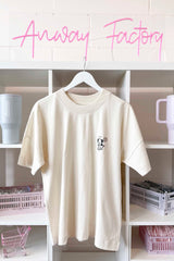 T-Shirt Oversized Natural Raw Print schwarz Hund