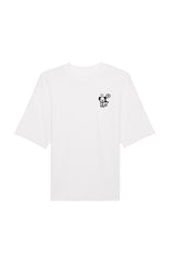 Oversized T-Shirt aus 100 % Bio-Baumwolle mit weitem, modernem Schnitt, erhältlich in Schwarz, Weiss und Natur. Individuell gestaltbar mit Wunschmotiv und frei wählbarer Platzierung. Weiche Qualität, überschnittene Ärmelansätze und lässiger Style für maximalen Tragekomfort. Vorderseite: Mit kleinem schwarzen Druck eines fröhlichen Hundes auf der linken Brust. Rückseite: Grosser schwarzer Hundedruck mit Sprechblase und der Aufschrift „DOG girl“.