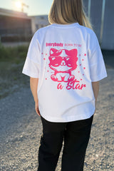 BUILD YOUR OWN T-SHIRT (OVERSIZED) |  EVERYBODY BORN TO BE A STAR | WHITE