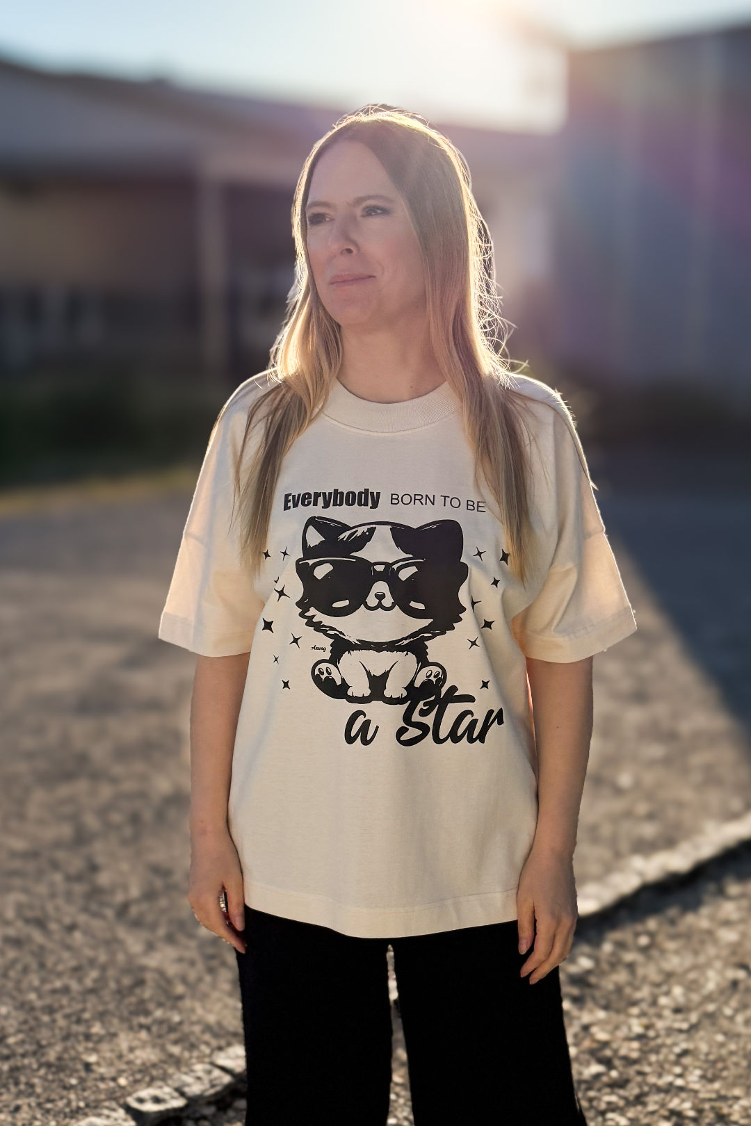 BUILD YOUR OWN T-SHIRT (OVERSIZED) |  EVERYBODY BORN TO BE A STAR | NATURAL RAW