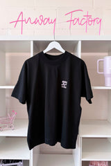Unisex T-Shirt Oversized aus 100% Bio-Baumwolle Black schwarz mit rosa Print Aufdruck More Amore Per Favore