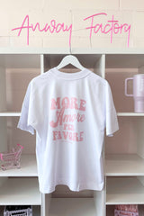Unisex T-Shirt Oversized aus 100% Bio-Baumwolle White weiss mit rosa Print Aufdruck More Amore Per Favore