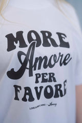 Unisex T-Shirt Oversized aus 100% Bio-Baumwolle White weiss mit schwarzem Print Aufdruck More Amore Per Favore