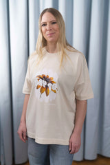 T-Shirt Oversized Sunflower Natural Raw Print Blume