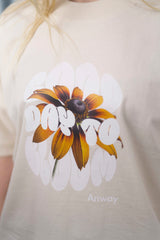 T-Shirt Oversized Sunflower Natural Raw Print Blume