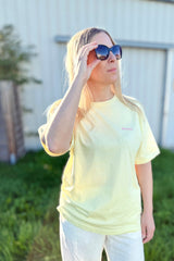 Relaxed Fit T-Shirt, Farbe Lemon Sorbet, Backprint Cherry Dreamin', Unisex, Bio-Baumwolle