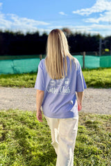 Relaxed Fit T-Shirt, Farbe Violet, Backprint Coffee Club, Unisex, Bio-Baumwolle