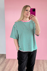 OVERSIZED SHIRT CHIARA | GRÜN-ROSA