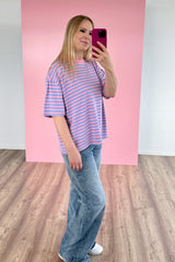 OVERSIZED SHIRT CHIARA | HELLBLAU-ROSA