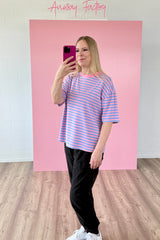 OVERSIZED SHIRT CHIARA | HELLBLAU-ROSA