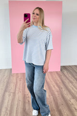 OVERSIZED SHIRT CHIARA | HIMMELBLAU-WEISS