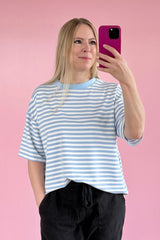 OVERSIZED SHIRT CHIARA | HIMMELBLAU-WEISS