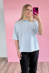 OVERSIZED SHIRT CHIARA | HIMMELBLAU-WEISS