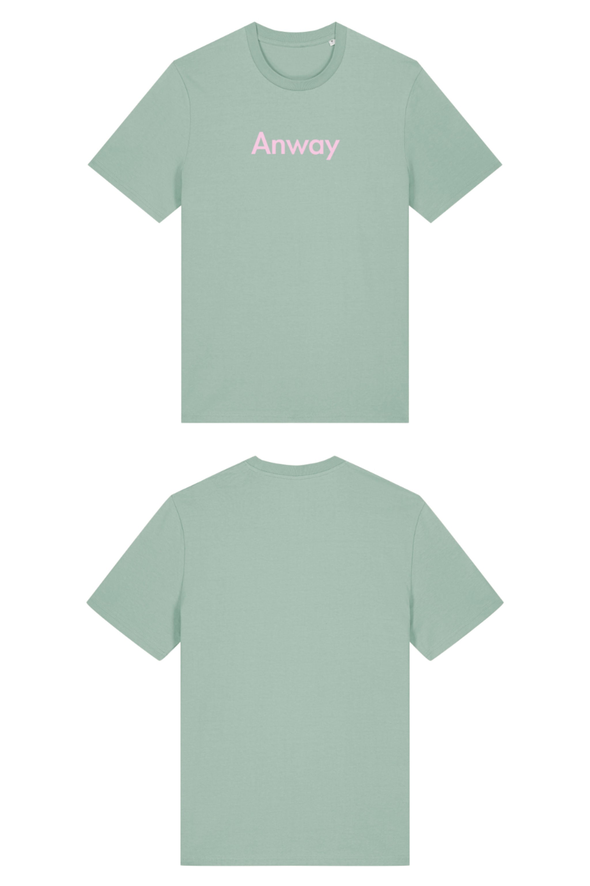 T-Shirt aus 100 % Bio-Baumwolle mit normaler Passform, erhältlich in verschiedenen Farben wie Blue Soul, Cotton Pink, Lavender, Aloe, Weiss und Schwarz. Individuell bedruckbar mit Wunschmotiv. Weiches, angenehm leichtes Material für hohen Tragekomfort. Ideal für einen zeitgemässen, entspannten Look. Mit rosa Anway-Schriftzug in serifenloser, fetter Schrift auf der Vorderseite.
