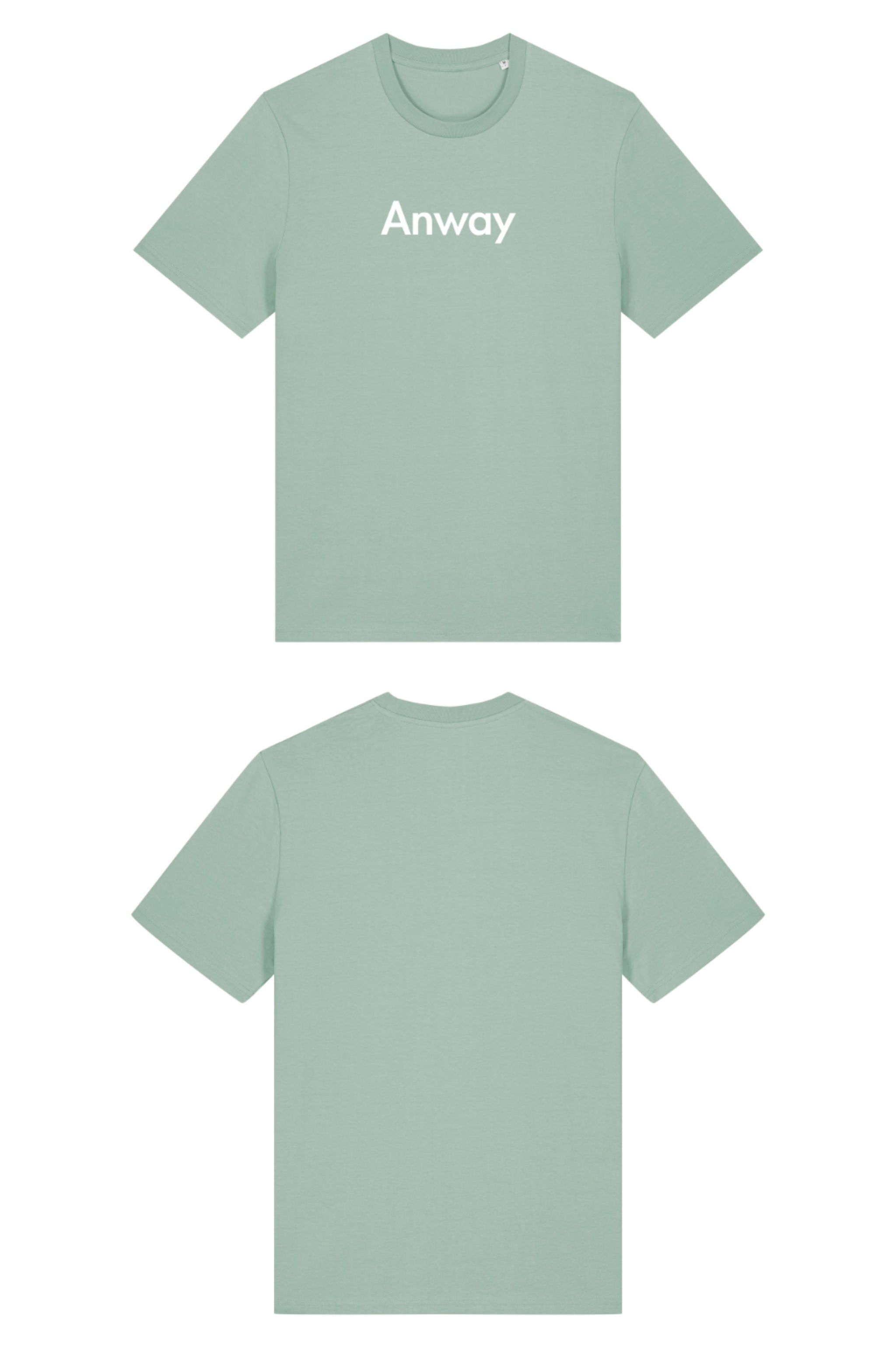 T-Shirt aus 100 % Bio-Baumwolle mit normaler Passform, erhältlich in verschiedenen Farben wie Blue Soul, Cotton Pink, Lavender, Aloe, Weiss und Schwarz. Individuell bedruckbar mit Wunschmotiv. Weiches, angenehm leichtes Material für hohen Tragekomfort. Ideal für einen zeitgemässen, entspannten Look. Mit weissem Anway-Schriftzug in serifenloser, fetter Schrift auf der Vorderseite.