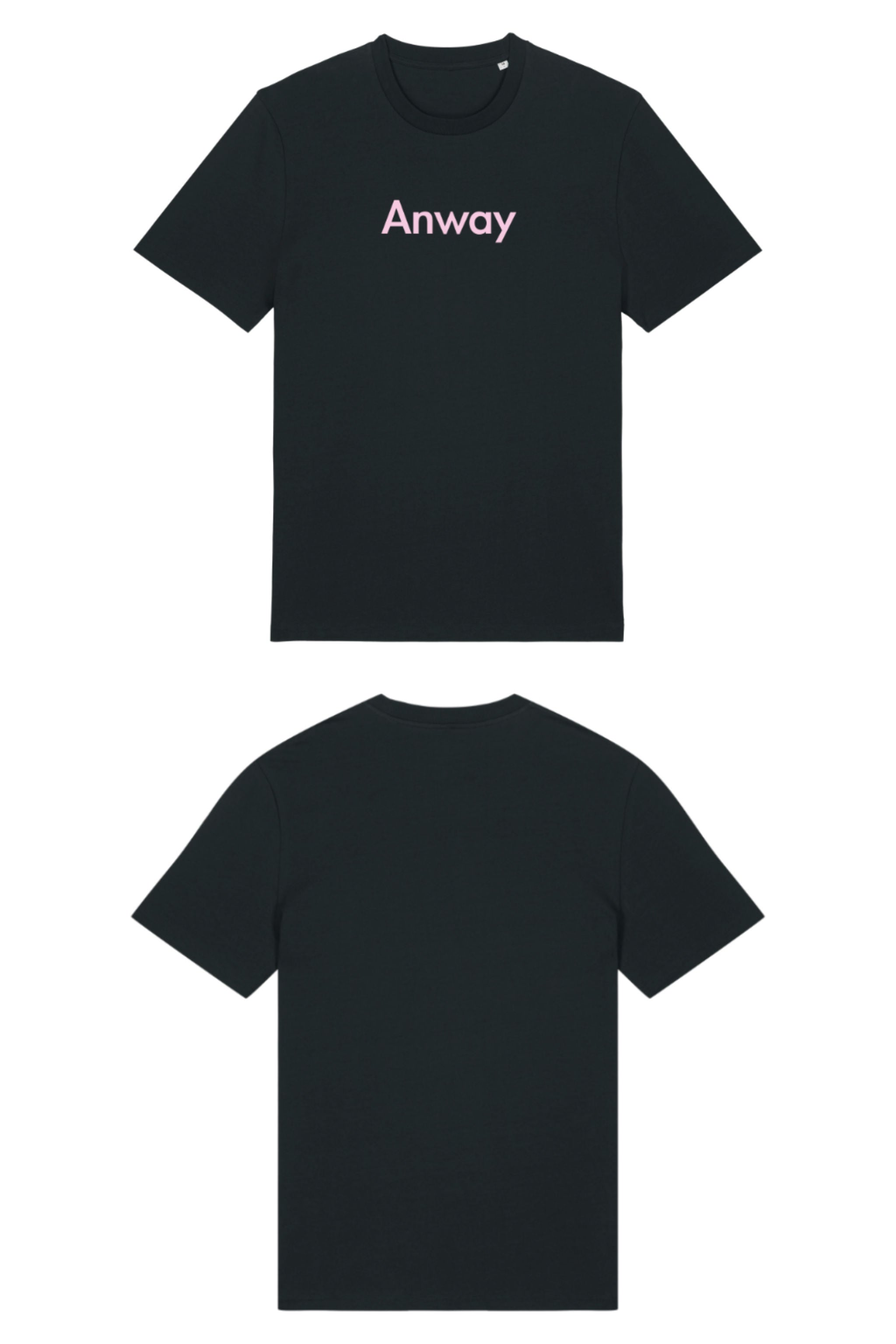 T-Shirt aus 100 % Bio-Baumwolle mit normaler Passform, erhältlich in verschiedenen Farben wie Blue Soul, Cotton Pink, Lavender, Aloe, Weiss und Schwarz. Individuell bedruckbar mit Wunschmotiv. Weiches, angenehm leichtes Material für hohen Tragekomfort. Ideal für einen zeitgemässen, entspannten Look. Mit rosa Anway-Schriftzug in serifenloser, fetter Schrift auf der Vorderseite.