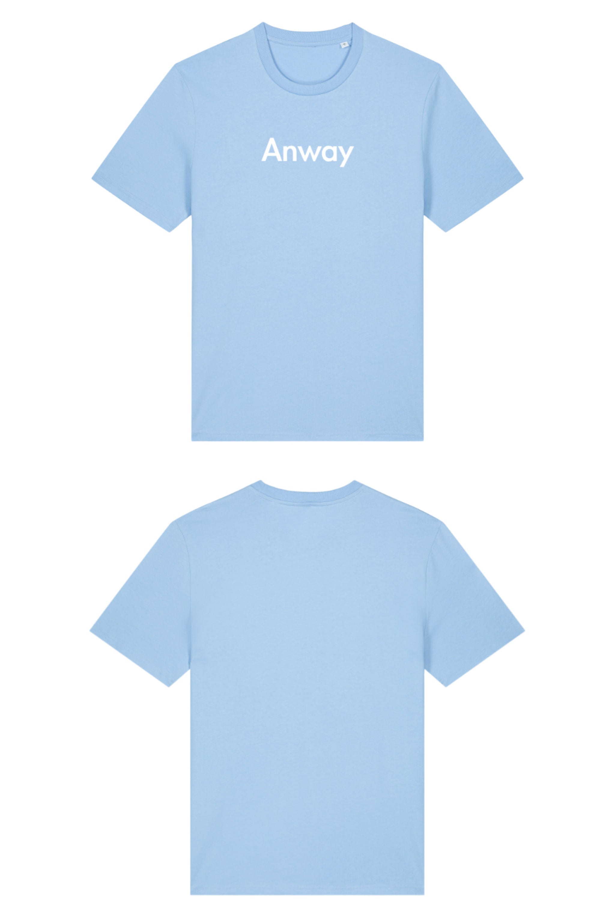 T-Shirt aus 100 % Bio-Baumwolle mit normaler Passform, erhältlich in verschiedenen Farben wie Blue Soul, Cotton Pink, Lavender, Aloe, Weiss und Schwarz. Individuell bedruckbar mit Wunschmotiv. Weiches, angenehm leichtes Material für hohen Tragekomfort. Ideal für einen zeitgemässen, entspannten Look. Mit weissem Anway-Schriftzug in serifenloser, fetter Schrift auf der Vorderseite.
