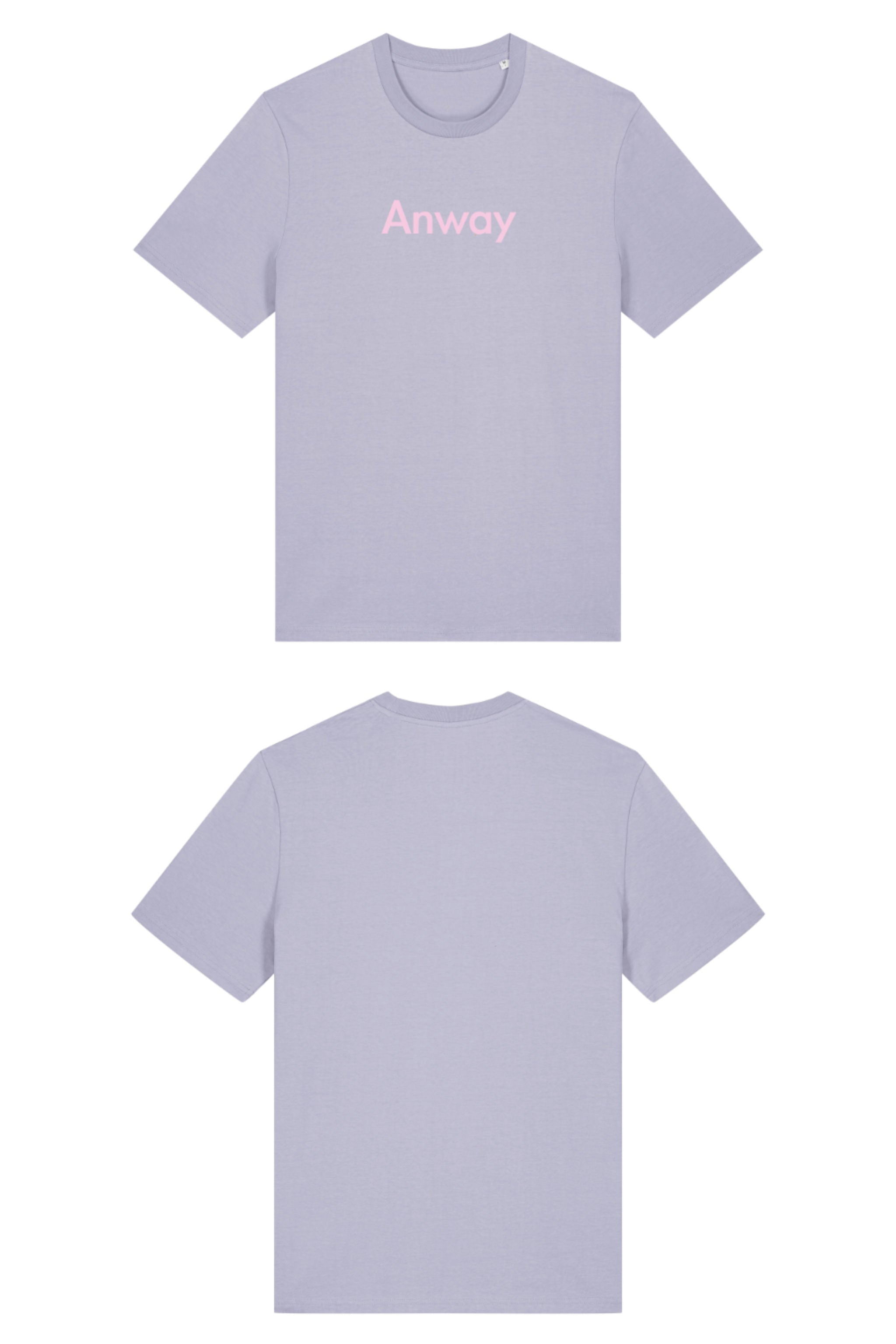 T-Shirt aus 100 % Bio-Baumwolle mit normaler Passform, erhältlich in verschiedenen Farben wie Blue Soul, Cotton Pink, Lavender, Aloe, Weiss und Schwarz. Individuell bedruckbar mit Wunschmotiv. Weiches, angenehm leichtes Material für hohen Tragekomfort. Ideal für einen zeitgemässen, entspannten Look. Mit rosa Anway-Schriftzug in serifenloser, fetter Schrift auf der Vorderseite.
