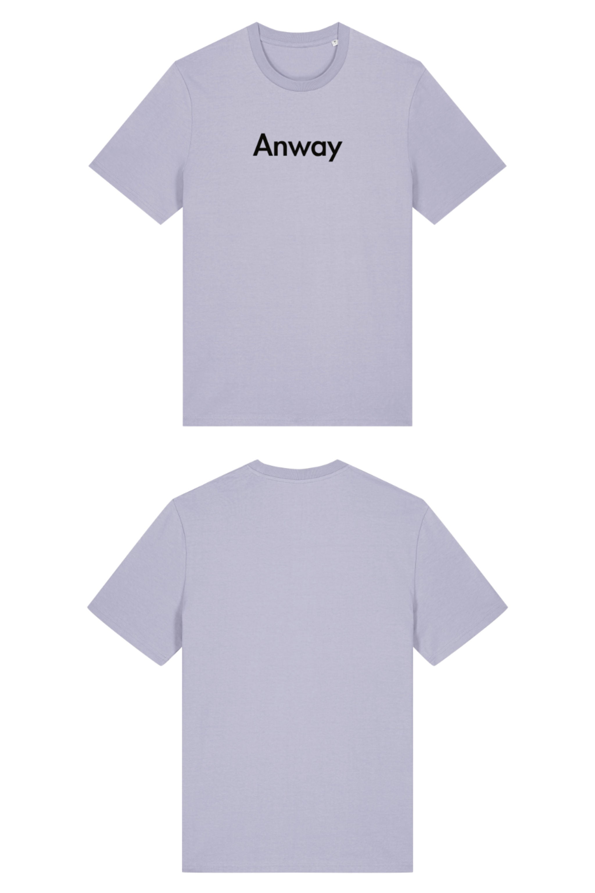 T-Shirt aus 100 % Bio-Baumwolle mit normaler Passform, erhältlich in verschiedenen Farben wie Blue Soul, Cotton Pink, Lavender, Aloe, Weiss und Schwarz. Individuell bedruckbar mit Wunschmotiv. Weiches, angenehm leichtes Material für hohen Tragekomfort. Ideal für einen zeitgemässen, entspannten Look. Mit schwarzem Anway-Schriftzug in serifenloser, fetter Schrift auf der Vorderseite.