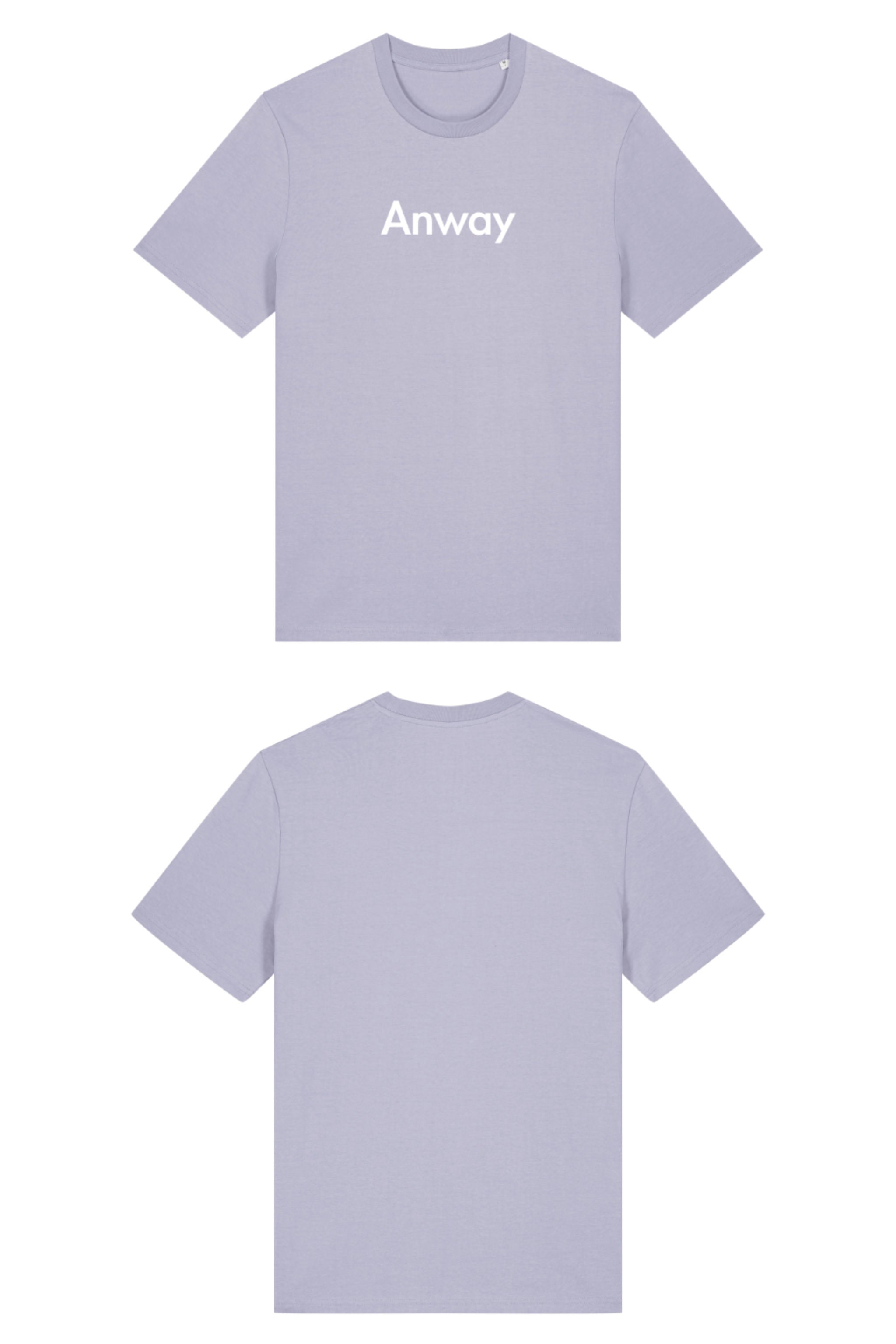 T-Shirt aus 100 % Bio-Baumwolle mit normaler Passform, erhältlich in verschiedenen Farben wie Blue Soul, Cotton Pink, Lavender, Aloe, Weiss und Schwarz. Individuell bedruckbar mit Wunschmotiv. Weiches, angenehm leichtes Material für hohen Tragekomfort. Ideal für einen zeitgemässen, entspannten Look. Mit weissem Anway-Schriftzug in serifenloser, fetter Schrift auf der Vorderseite.