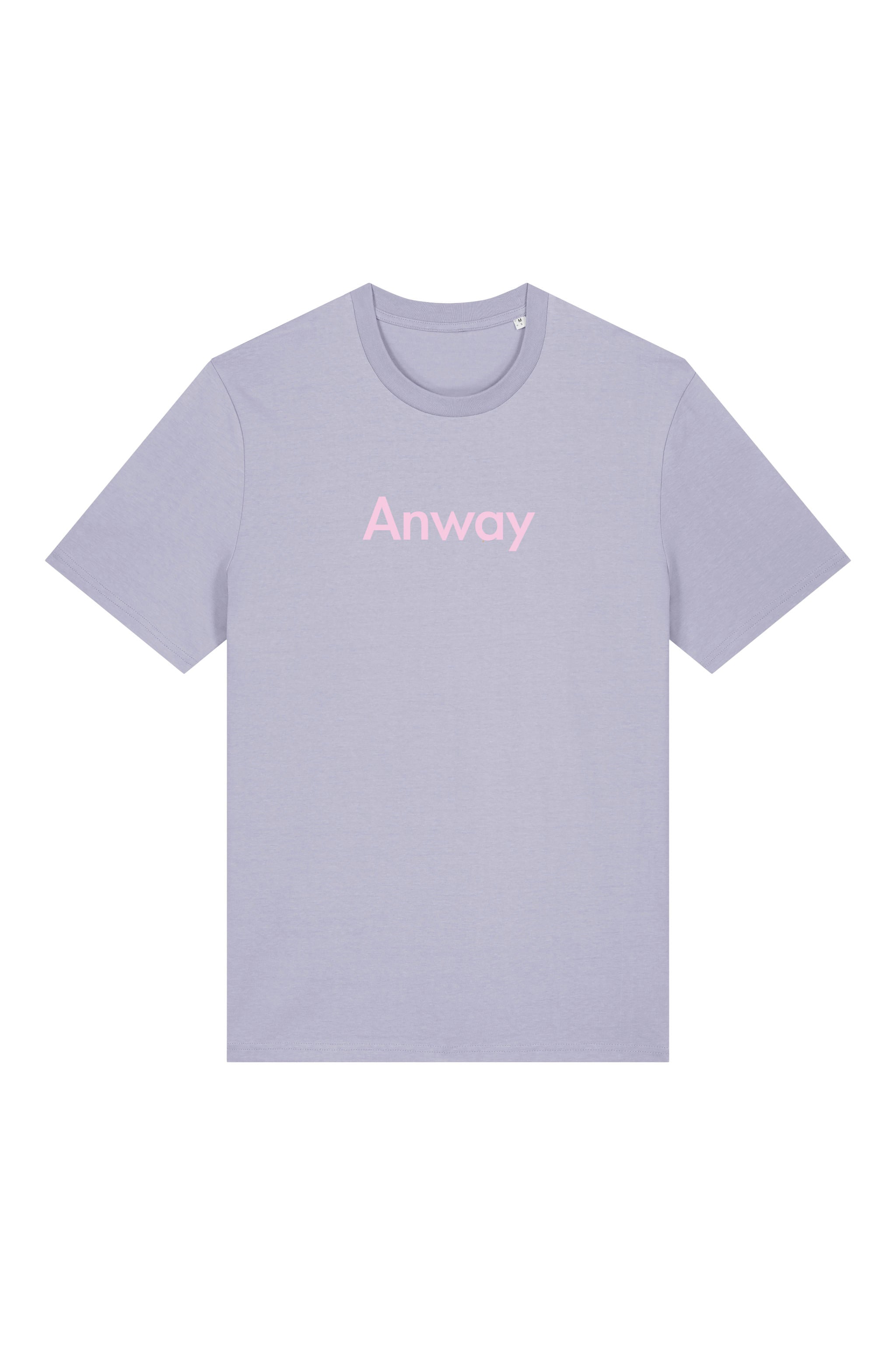 T-Shirt aus 100 % Bio-Baumwolle mit normaler Passform, erhältlich in verschiedenen Farben wie Blue Soul, Cotton Pink, Lavender, Aloe, Weiss und Schwarz. Individuell bedruckbar mit Wunschmotiv. Weiches, angenehm leichtes Material für hohen Tragekomfort. Ideal für einen zeitgemässen, entspannten Look. Mit rosa Anway-Schriftzug in serifenloser, fetter Schrift auf der Vorderseite.