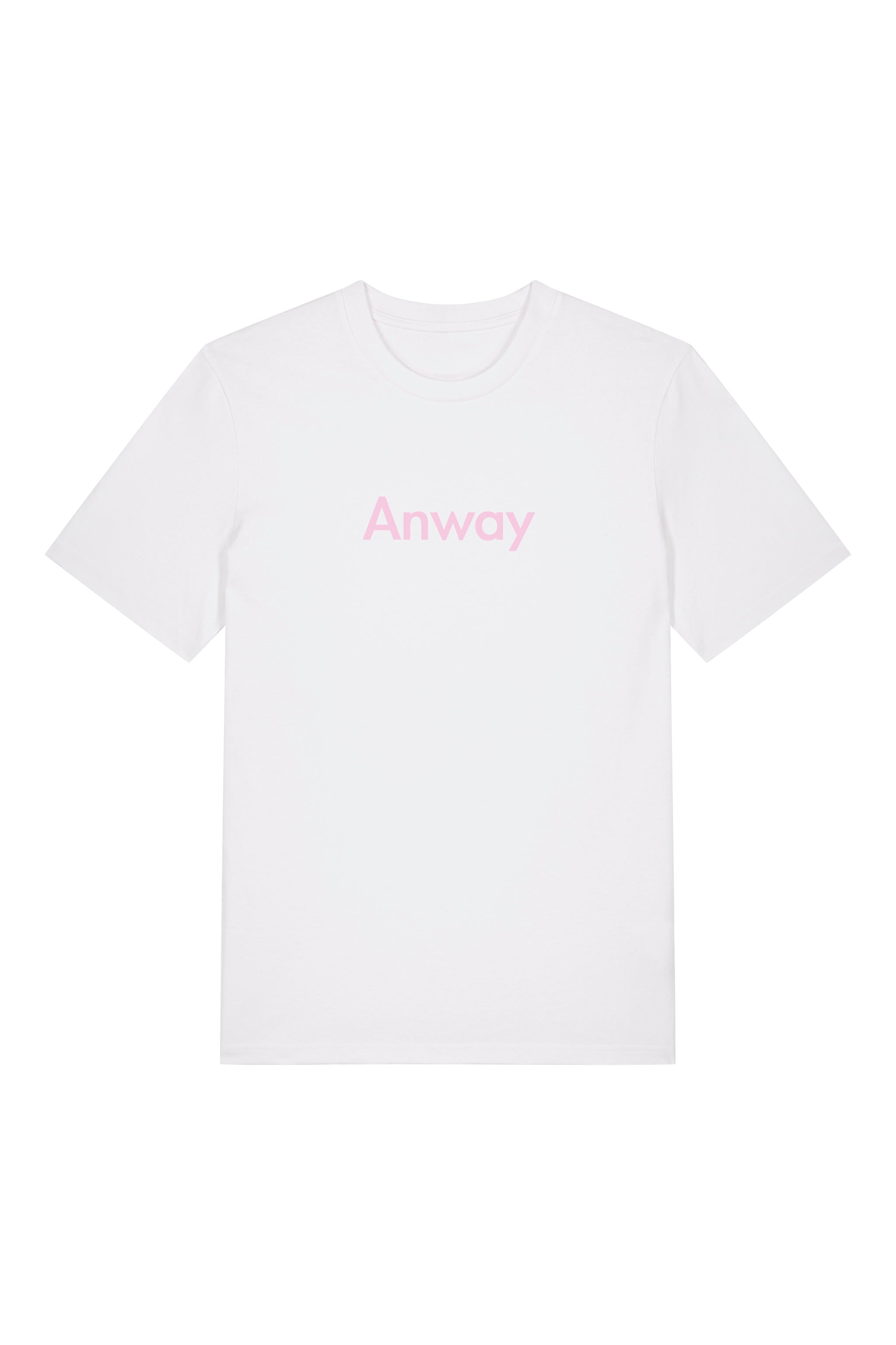 T-Shirt aus 100 % Bio-Baumwolle mit normaler Passform, erhältlich in verschiedenen Farben wie Blue Soul, Cotton Pink, Lavender, Aloe, Weiss und Schwarz. Individuell bedruckbar mit Wunschmotiv. Weiches, angenehm leichtes Material für hohen Tragekomfort. Ideal für einen zeitgemässen, entspannten Look. Mit rosa Anway-Schriftzug in serifenloser, fetter Schrift auf der Vorderseite.