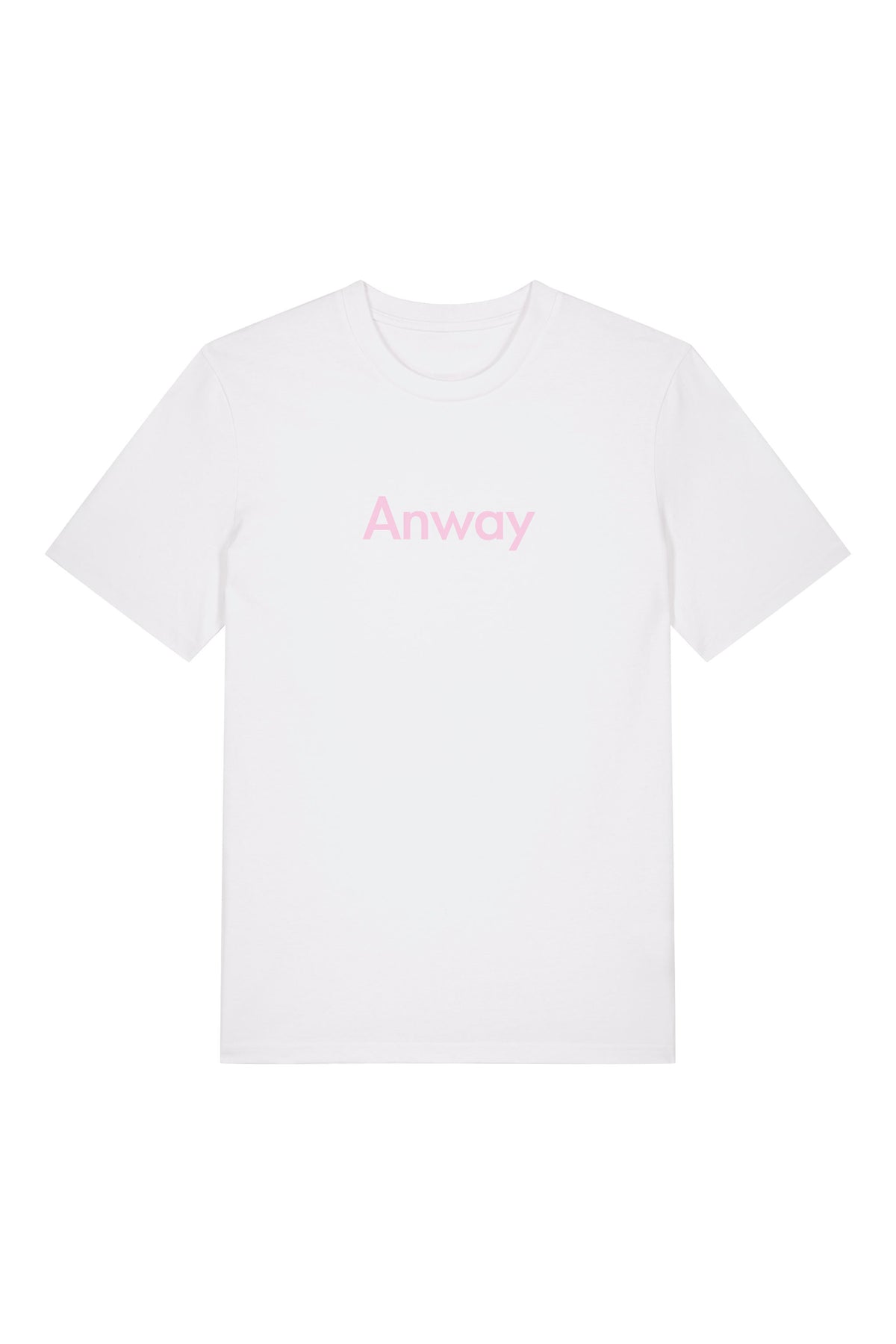 T-Shirt aus 100 % Bio-Baumwolle mit normaler Passform, erhältlich in verschiedenen Farben wie Blue Soul, Cotton Pink, Lavender, Aloe, Weiss und Schwarz. Individuell bedruckbar mit Wunschmotiv. Weiches, angenehm leichtes Material für hohen Tragekomfort. Ideal für einen zeitgemässen, entspannten Look. Mit rosa Anway-Schriftzug in serifenloser, fetter Schrift auf der Vorderseite.