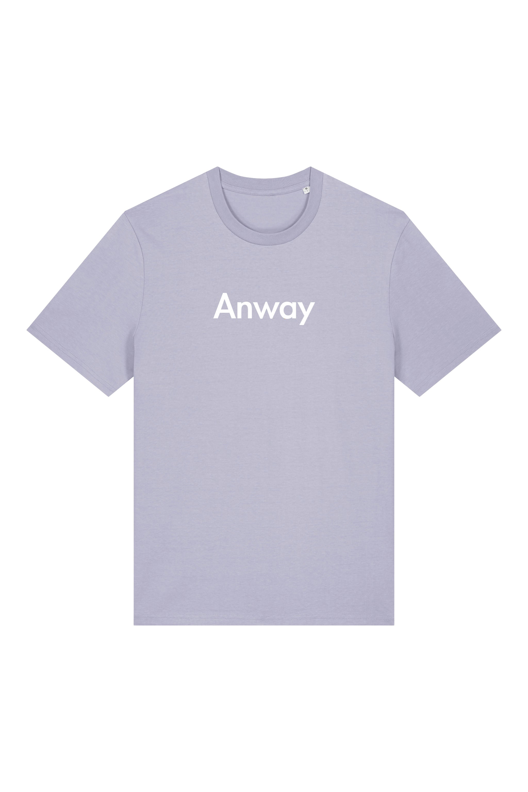 T-Shirt aus 100 % Bio-Baumwolle mit normaler Passform, erhältlich in verschiedenen Farben wie Blue Soul, Cotton Pink, Lavender, Aloe, Weiss und Schwarz. Individuell bedruckbar mit Wunschmotiv. Weiches, angenehm leichtes Material für hohen Tragekomfort. Ideal für einen zeitgemässen, entspannten Look. Mit weissem Anway-Schriftzug in serifenloser, fetter Schrift auf der Vorderseite.