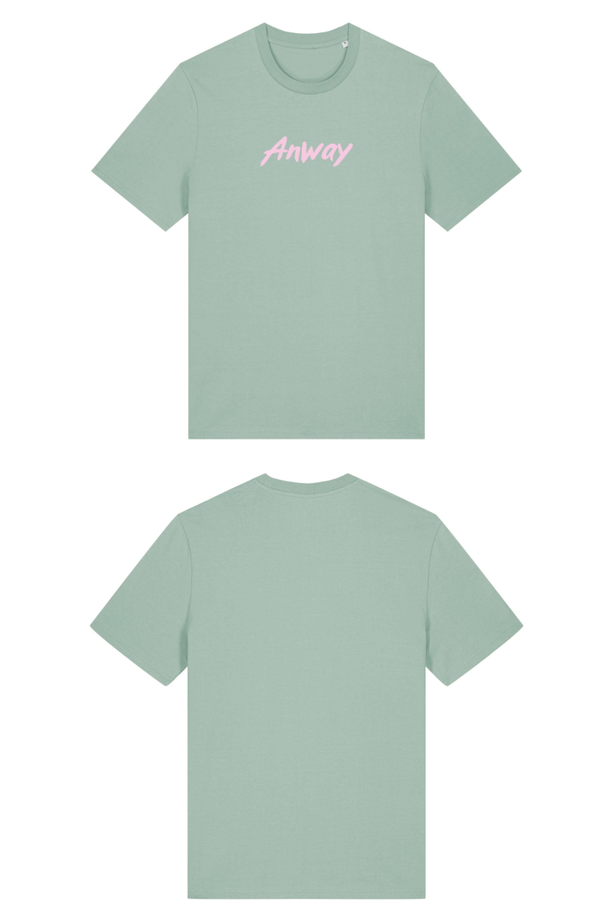 T-Shirt aus 100 % Bio-Baumwolle mit normaler Passform, erhältlich in verschiedenen Farben wie Blue Soul, Cotton Pink, Lavender, Aloe, Weiss und Schwarz. Individuell bedruckbar mit Wunschmotiv. Weiches, angenehm leichtes Material für hohen Tragekomfort. Ideal für einen zeitgemässen, entspannten Look. Mit rosa Anway-Logo in Pinsel-Schrift auf der Brust.