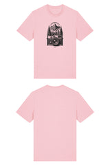 T-Shirt aus 100 % Bio-Baumwolle mit normaler Passform, erhältlich in verschiedenen Farben wie Blue Soul, Cotton Pink, Lavender, Aloe, Weiss und Schwarz. Individuell bedruckbar mit Wunschmotiv. Weiches, angenehm leichtes Material für hohen Tragekomfort. Ideal für einen zeitgemässen, entspannten Look. Mit schwarzer Kamera-Illustration, Bergpanorama und Tannenwäldern auf der Vorderseite des T-Shirts.
