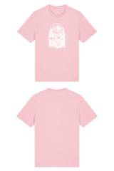 T-Shirt aus 100 % Bio-Baumwolle mit normaler Passform, erhältlich in verschiedenen Farben wie Blue Soul, Cotton Pink, Lavender, Aloe, Weiss und Schwarz. Individuell bedruckbar mit Wunschmotiv. Weiches, angenehm leichtes Material für hohen Tragekomfort. Ideal für einen zeitgemässen, entspannten Look. Mit weisser Kamera-Illustration, Bergpanorama und Tannenwäldern auf der Vorderseite des T-Shirts.